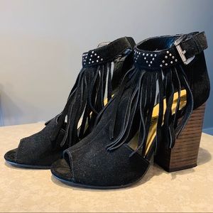 Chinese Laundry Black Suede Boho Bootie- 7.5